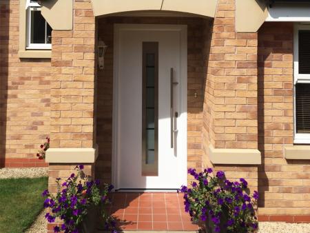 Modern door design with glazing in White.